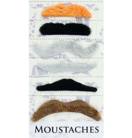 Lot 6 moustaches adhésives adulte
