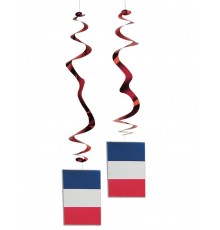 Lot de 6 suspensions métallisées drapeau France