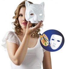 Masque chat blanc à peindre adulte
