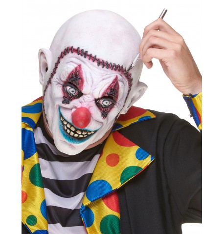 Masque latex clown crâne recousu adulte