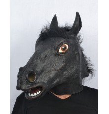 Masque latex tête de cheval noir adulte