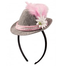 Mini chapeau bavarois gris et rose femme