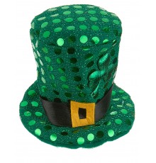 Mini chapeau haut de forme à sequins St Patrick adulte