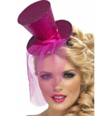 Mini chapeau haut de forme rose femme