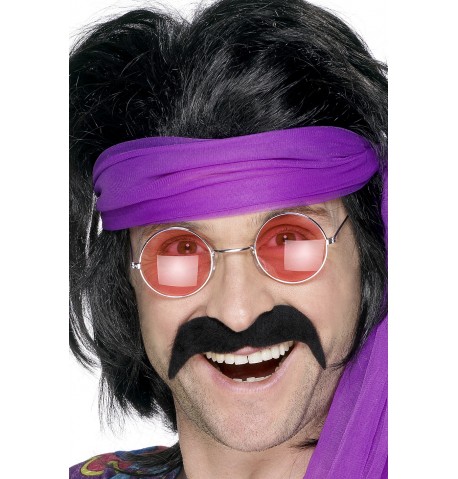 Moustache noire années 70' adulte