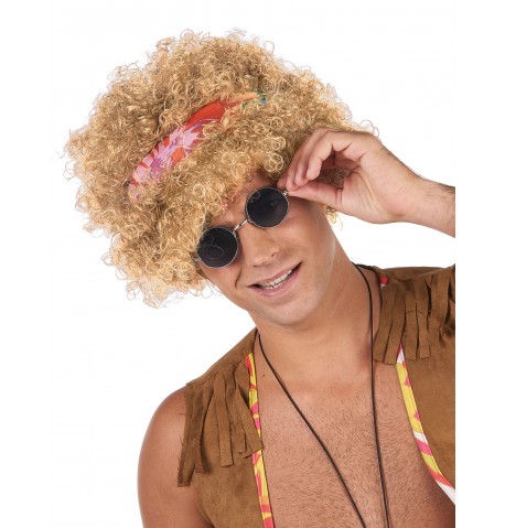 Perruque afro hippie blonde adulte