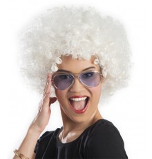 Perruque afro/ clown blanche volume adulte
