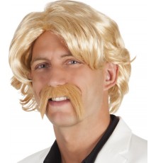Perruque blonde avec moustache homme