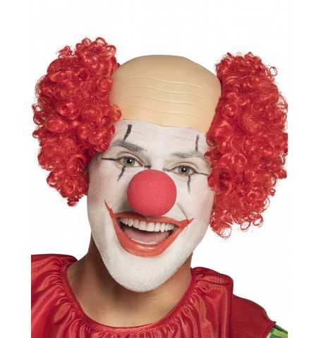 Perruque clown crâne nu rouge homme