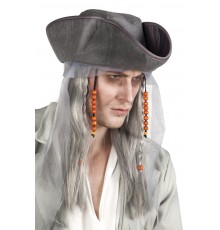 Perruque et chapeau pirate gris homme