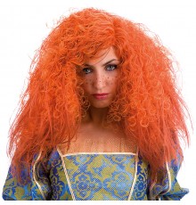 Perruque frisée orange femme
