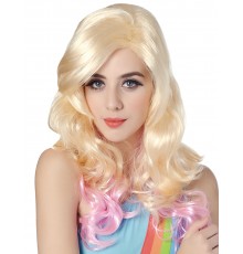 Perruque glamour blonde et rose femme