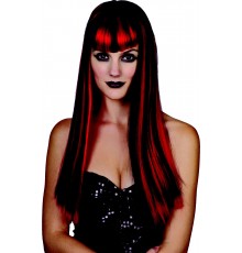 Perruque gothique rouge et noire femme