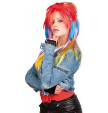 Perruque multicolore punk femme