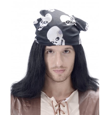 Perruque pirate avec bandana tête de mort adulte