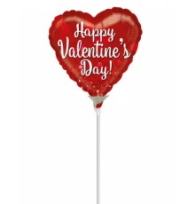 Petit ballon aluminium c?ur Happy Valentine's Day rouge 23 cm