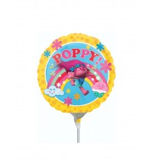 Petit ballon aluminium gonflé Poppy Trolls 23 cm