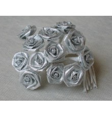 Sachet de 12 petites roses lurex argent