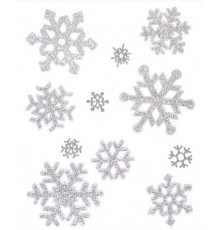 Stickers flocons de neige à paillettes argentées Noël