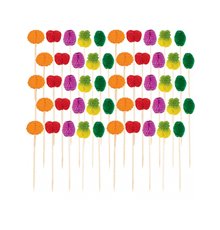 50 Piques en papier alvéolés fruits multicolores 10 cm