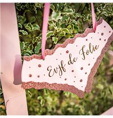 Pancarte culotte EVJF de folie rose gold paillettes 25 x 15 cm