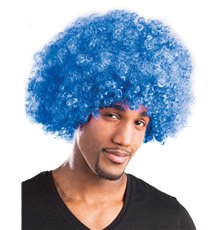 Perruque afro disco bleue volume adulte