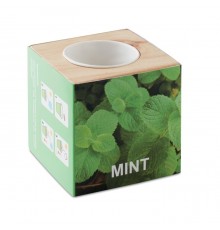 Pot avec coffret en bois