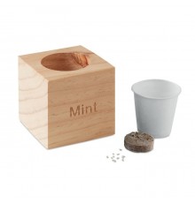 Pot avec coffret en bois