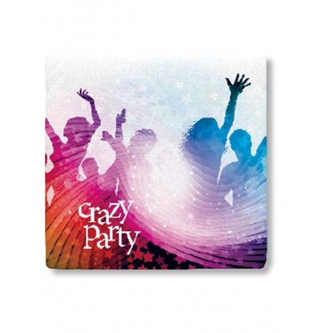 20 Serviettes en Papier Crazy Party 33 x 33 cm