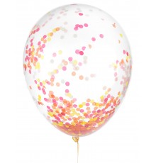 6 Ballons en latex confettis fluo 30 cm
