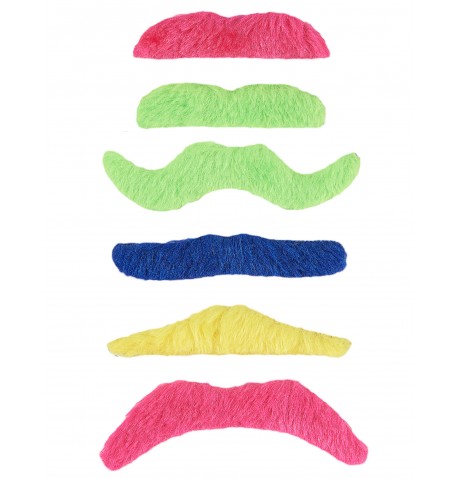 6 Moustaches adhésives fluos