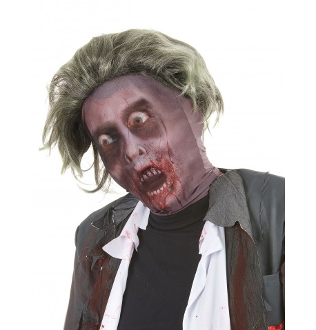 Cagoule zombie avec perruque adulte Halloween