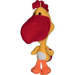 Peluche coq
 jaune et rouge 23 cm