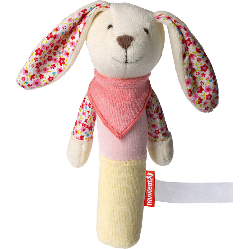 Peluche lapin
 rose et blanc 16 cm