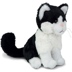 Peluche chat
 noir et blanc 18 cm