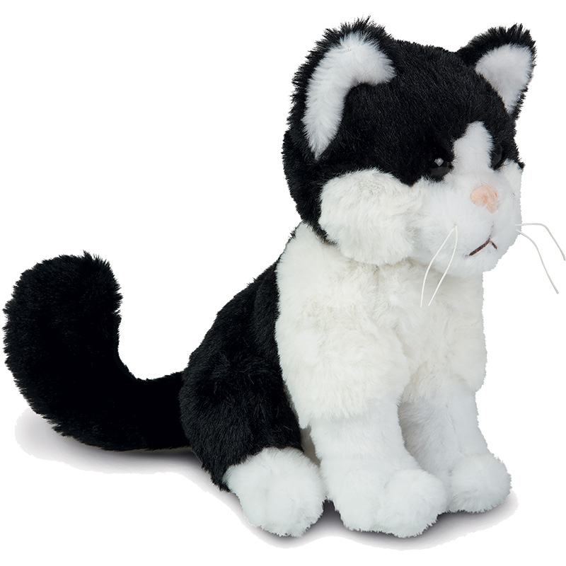 Peluche chat noir et blanc 18 cm