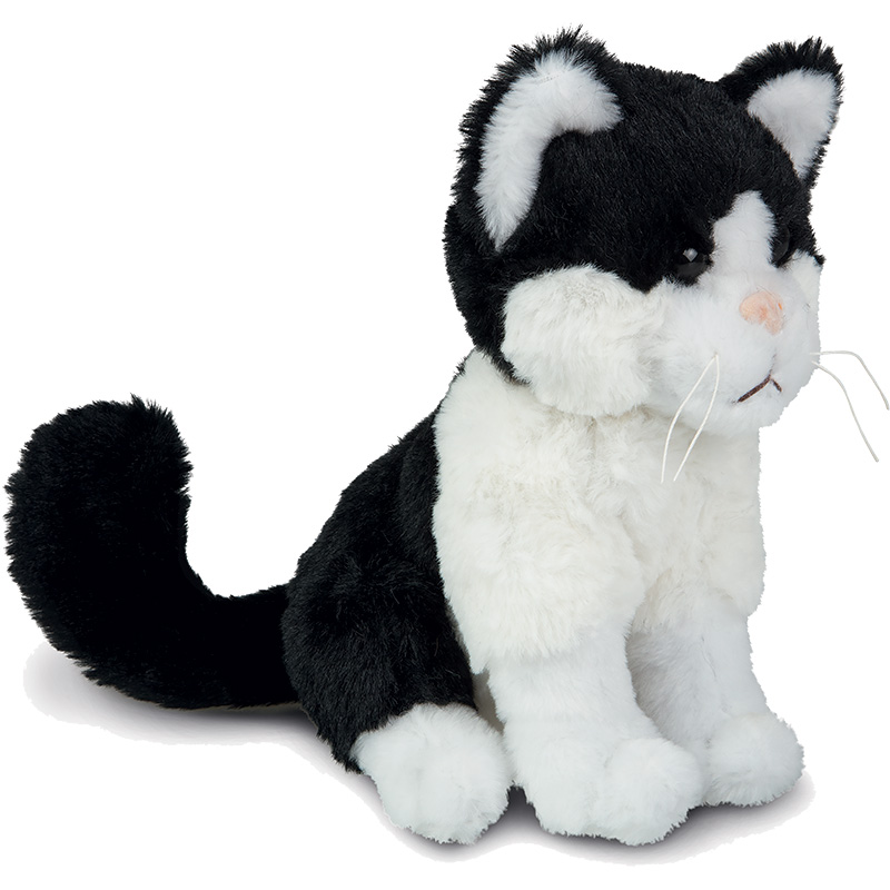 Peluche chat
 noir et blanc 18 cm