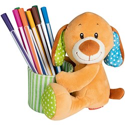 Peluche Porte crayons chien
 beige foncé 15 cm