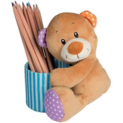 Peluche Porte crayons ours
 beige foncé 15 cm