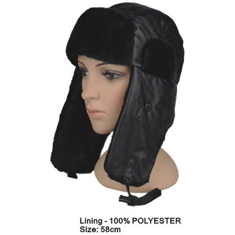 Bonnet Chapka Imitation Cuir Noir