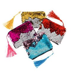 Pochette à sequins avec pompon 13cm