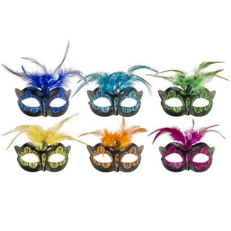 Masque Vénitien à Plumes Colorées - Pour Bal Masqué, Carnaval Ou Soirée Déguisée