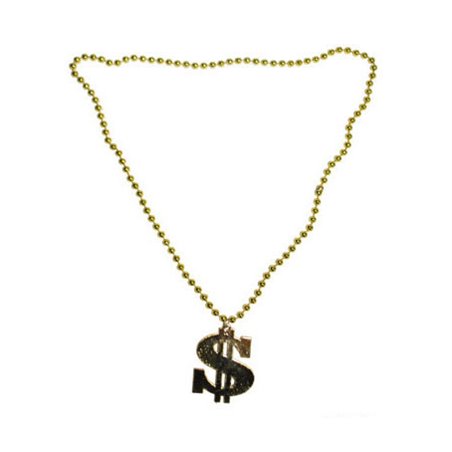 Collier Dollar Doré avec Strass - Pendentif et Chaîne Assortie Collier Dollar Doré avec Strass - Pendentif et Chaîne Assortie