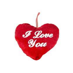 Cœur en Peluche Rouge avec Inscription "I Love You"