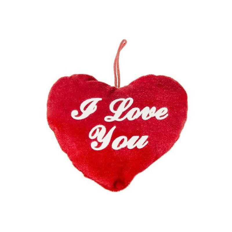 Cœur en Peluche Rouge avec Inscription "I Love You"
