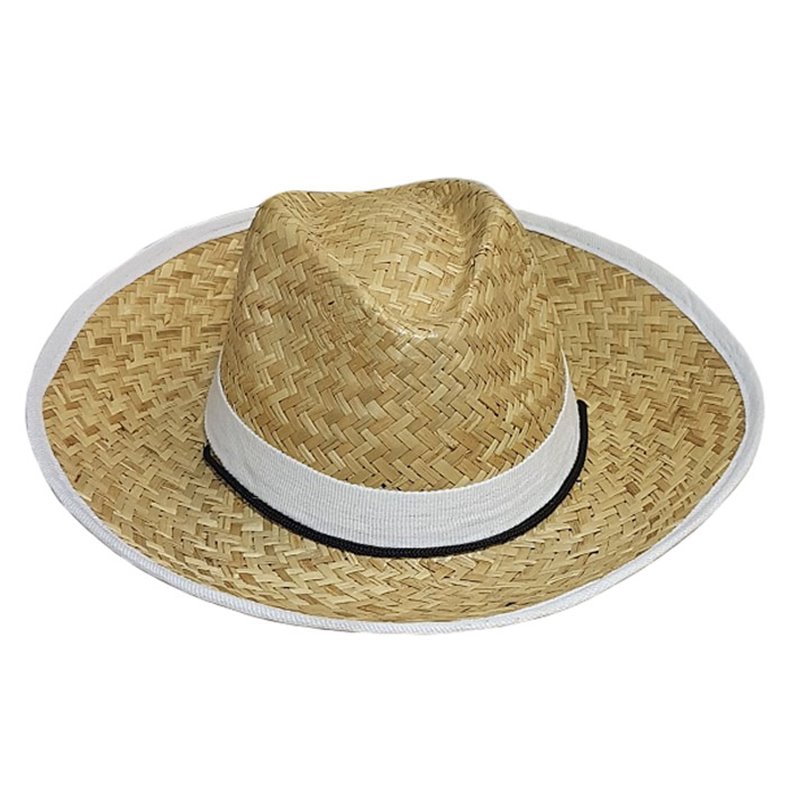 Chapeau Granby en Paille avec Bandeau et Bordure Blanc