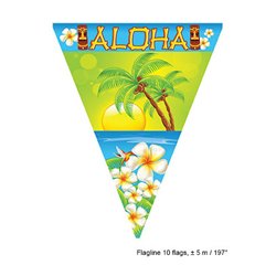 Guirlande 10 Fanions Aloha Hawaïen