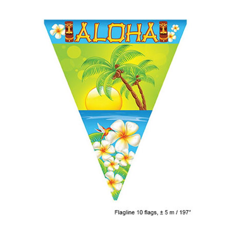 Guirlande 10 Fanions Aloha Hawaïen