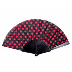 Eventail à Pois Rouges avec Plastique Noir de 22 cm