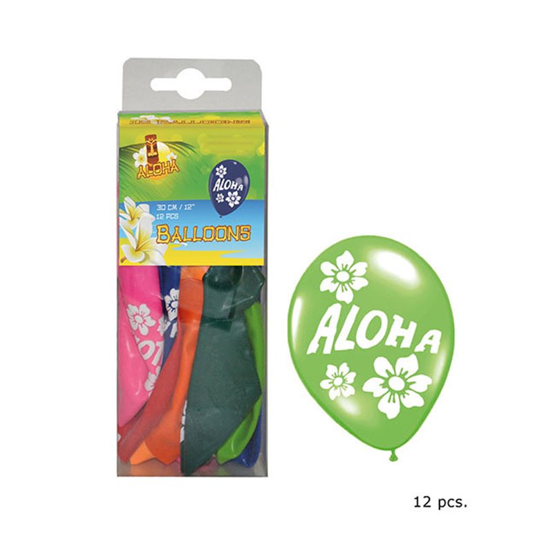 Lot de 12 Ballons avec des Motifs Aloha